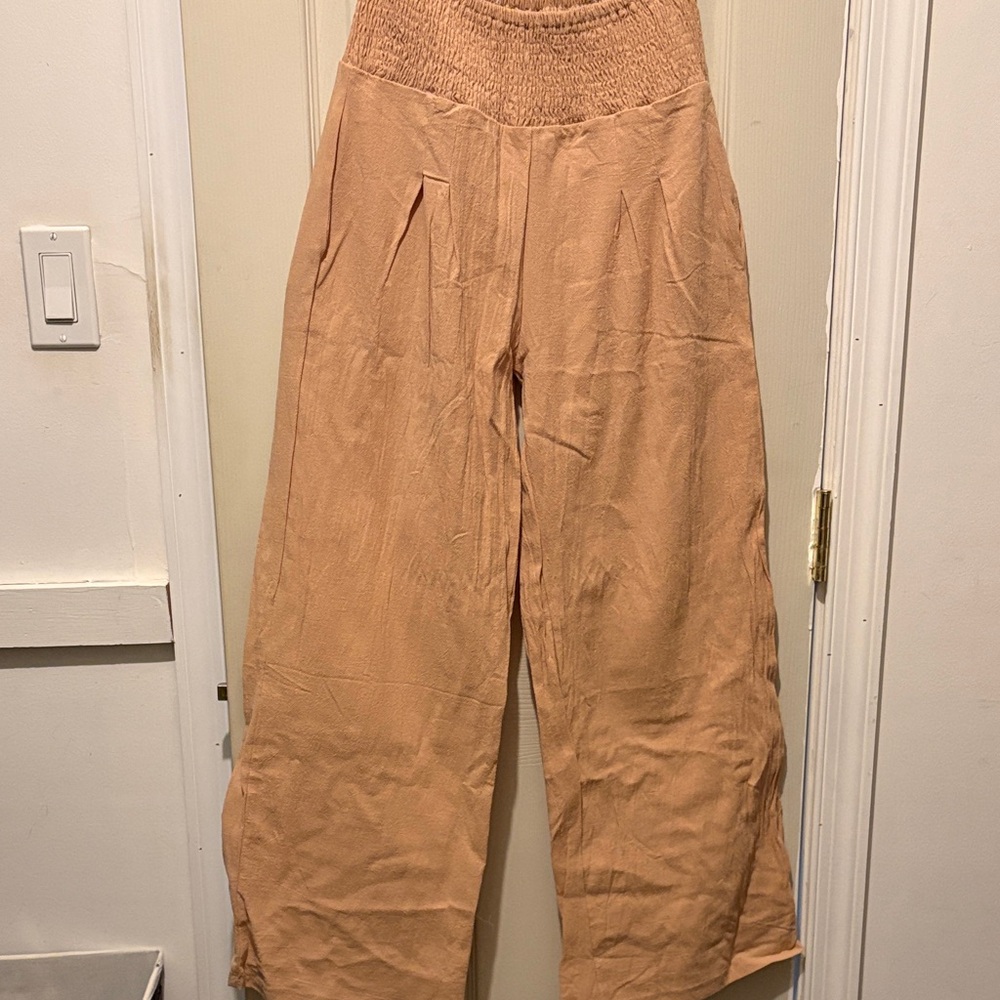 Tan Wide-Leg Pants